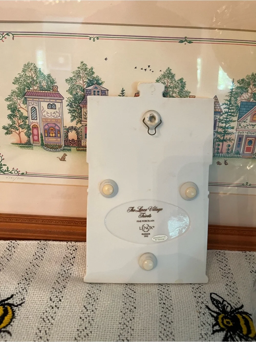 LENOX Village Pink Café House Trivet - Decorative Ceramic, Vintage 1990s